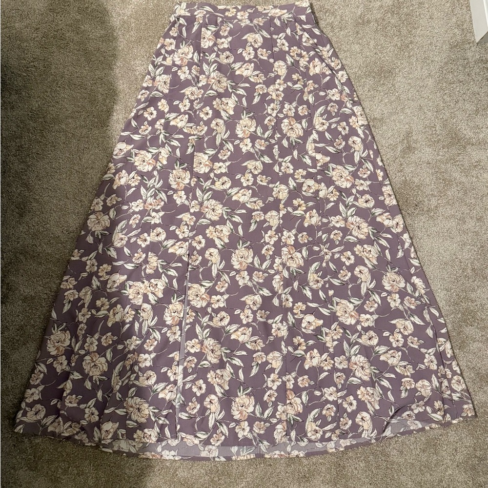 Altar'd State Mauve Floral Maxi Skirt